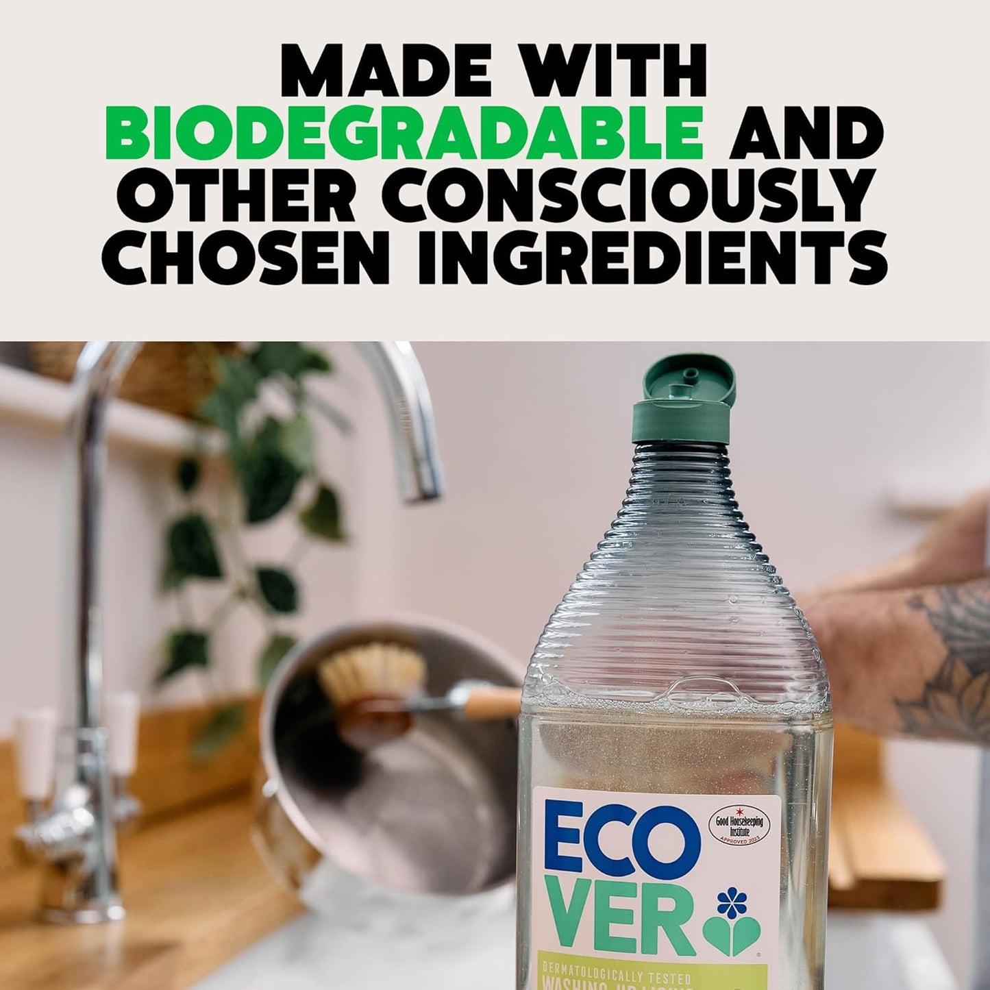 Ecover Washing Up Liquid Refill 5L – Lemon & Aloe Vera | Eco-Friendly Dish Soap