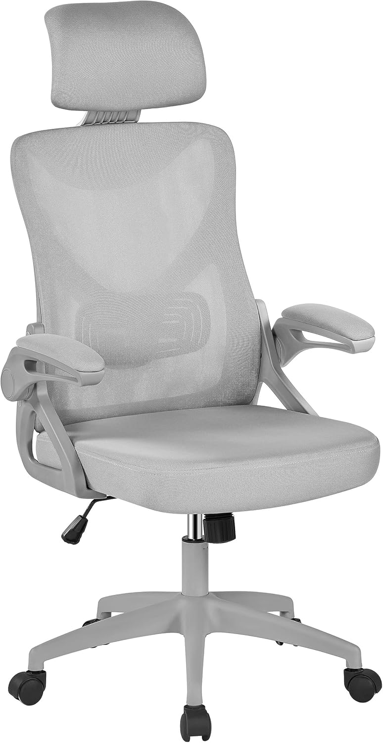 Ergonomic High Back Office Chair with Lumbar Support & Flip-up Arms for Home