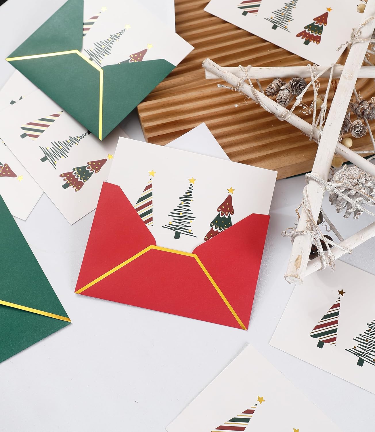 Heavy Duty Merry Christmas Cards Boxed with Envelopes - 20 PK - 4x6 Inches Assorted Christmas Cards with Envelopes Holiday Bulk Christmas Greeting Cards Cute