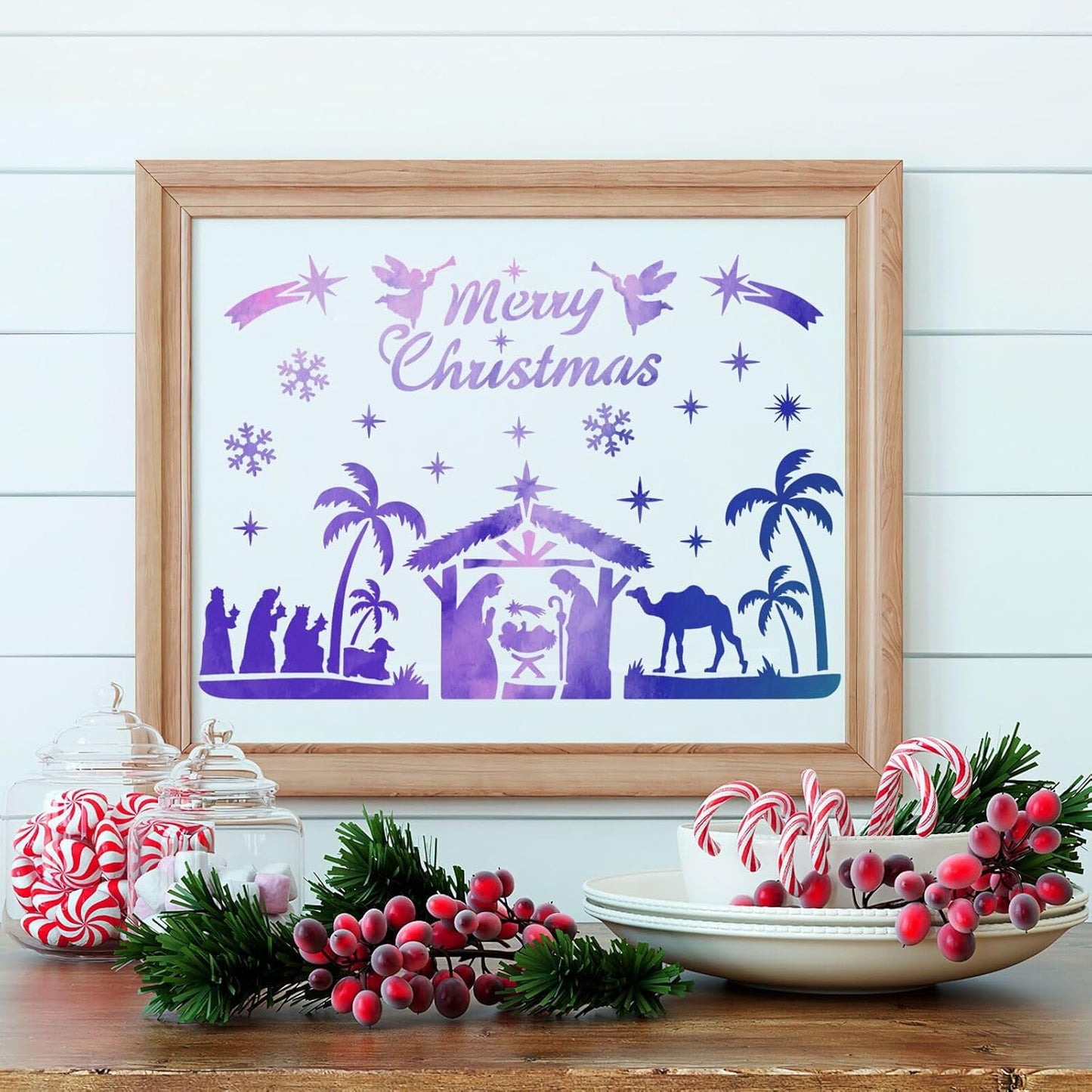 HOWAF 10 Nativity Stencils,Christmas Nativity Scene Christmas Stencils for Crafts Reusable Christmas Window Stencils Christmas Nativity Set Plastic Wall Stencils for Painting Xmas Stencils for Windows