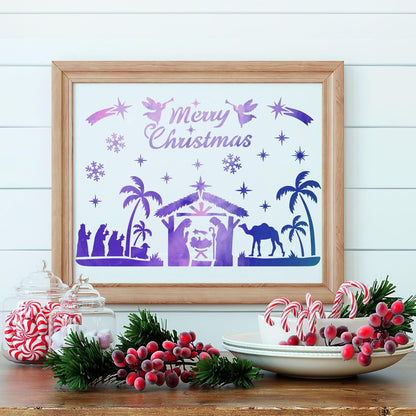 HOWAF 10 Nativity Stencils,Christmas Nativity Scene Christmas Stencils for Crafts Reusable Christmas Window Stencils Christmas Nativity Set Plastic Wall Stencils for Painting Xmas Stencils for Windows