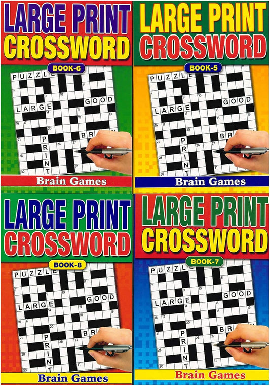 W.F. Graham Set of 4 Large Print Crossword Books 75 Puzzles Each Travel Puzzle Pad