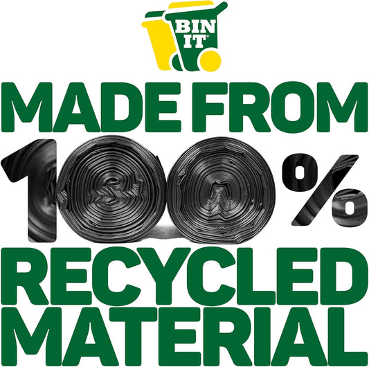 BIN IT 40x Heavy Duty 70L Bin Bags – Tear-Resistant, Flat Top, Recycled Liners