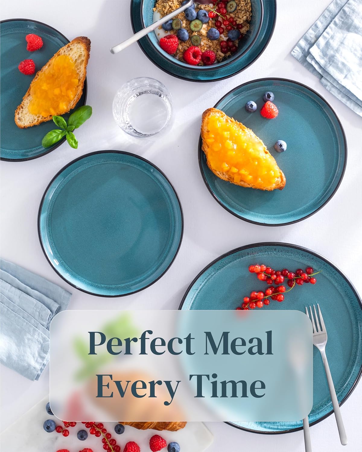 24-Piece Stoneware Dinner Set for 6 – Mediterranean Style, Microwave & Dishwasher Safe