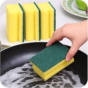 HomeSmith Handgrip Sponge Scourer High Density Foam Yellow Standard, Pack of 10