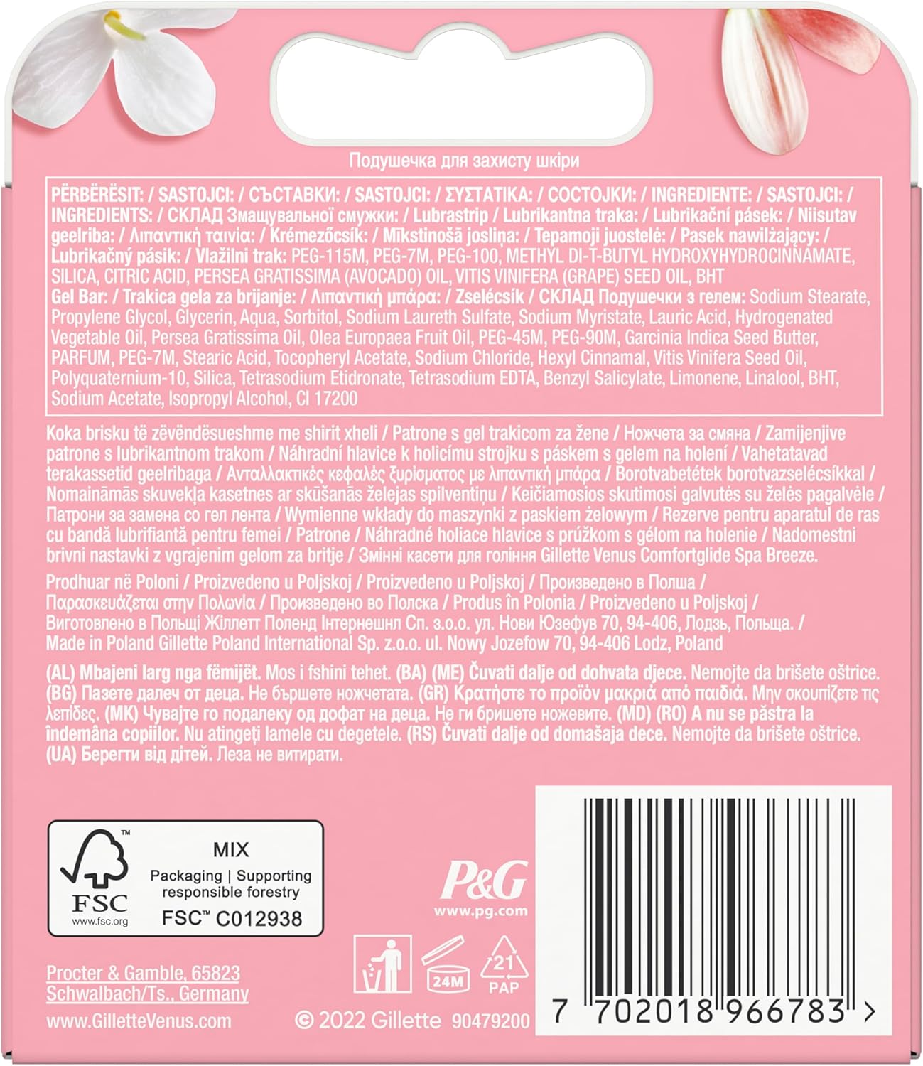 Gillette Venus Spa Breeze Razor Refills for Women – 4 Comfortglide Blades Pack