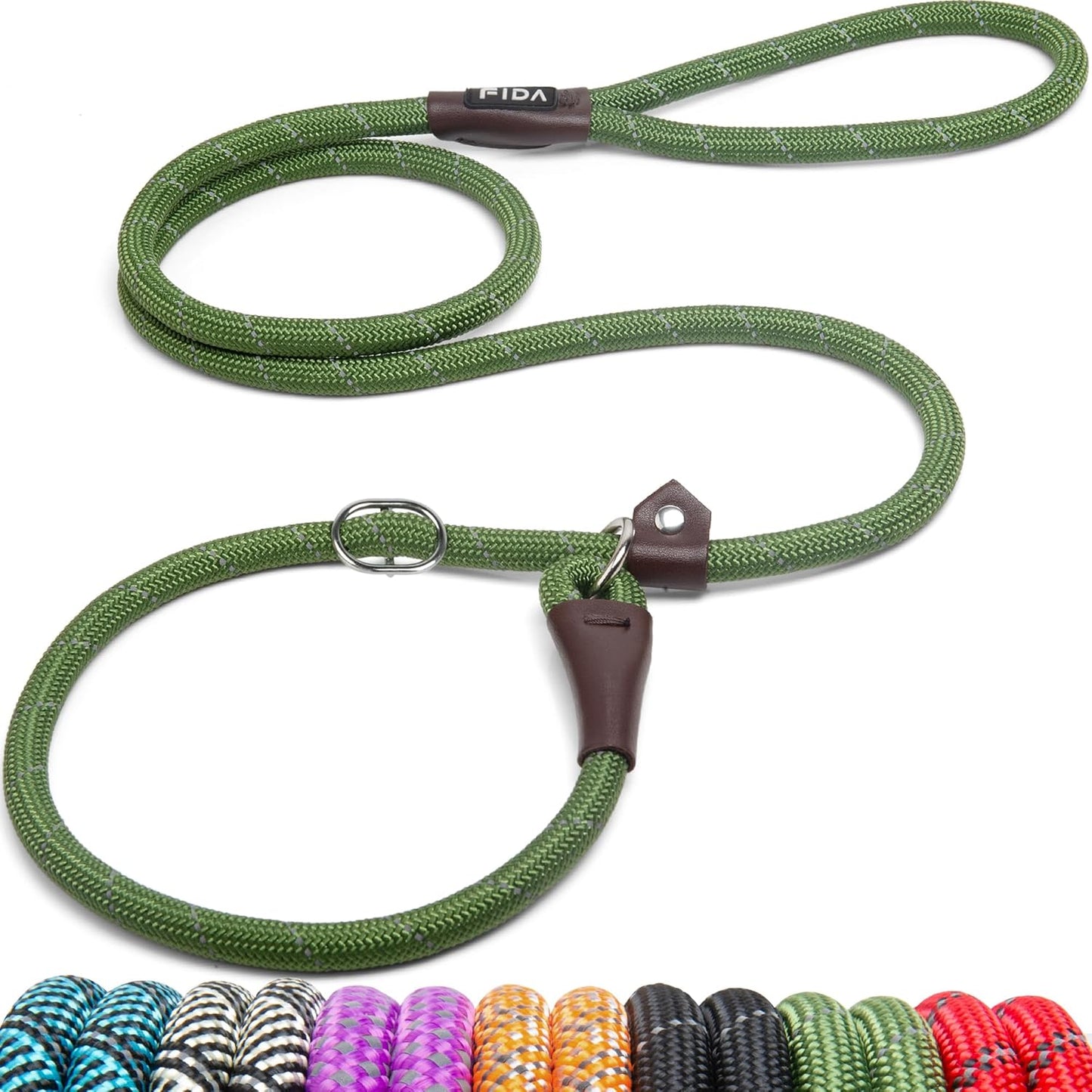 Reflective Slip Rope Dog Leash – 1.8m Durable No-Collar Lead for All Breeds