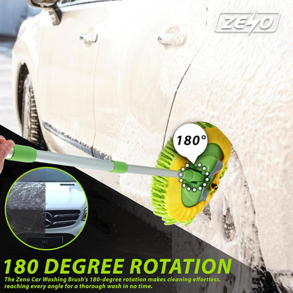 Car Cleaning Brush – Includes 2 Ultra-Soft Mop Heads & Extendable Pole (53–104cm) for Scratch-Free Effortless Shine