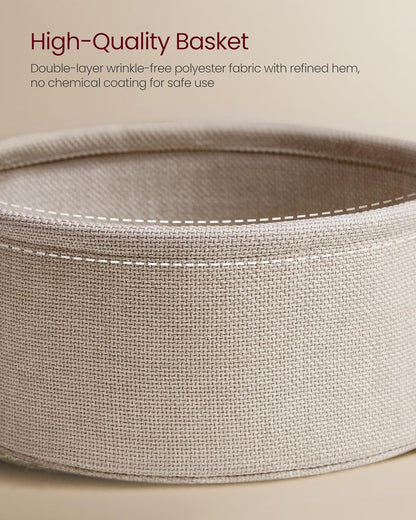 Modern Round Side Table with Storage Basket – Bedside or Living Room Use