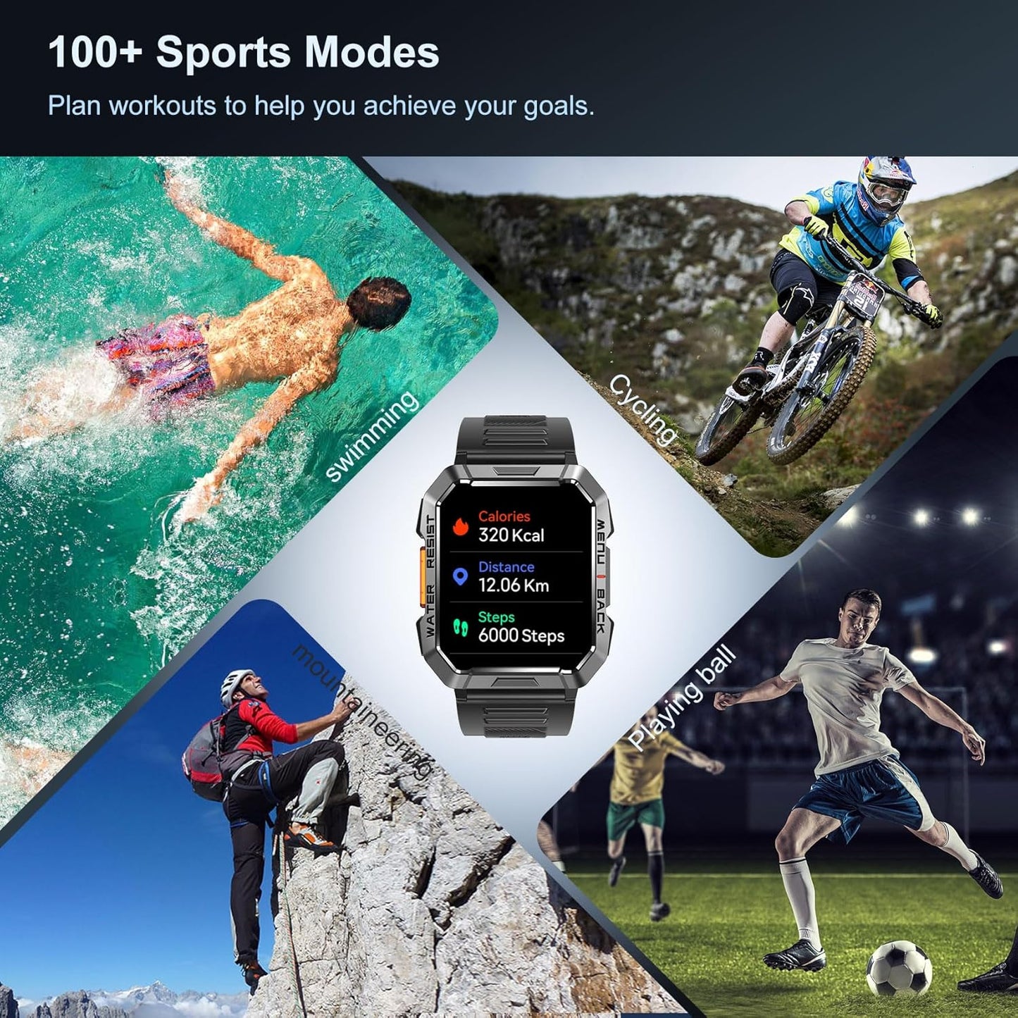 Blackview Rugged Smartwatch for Men – Bluetooth Call, 2.01'' Fitness Tracker, 900mAh