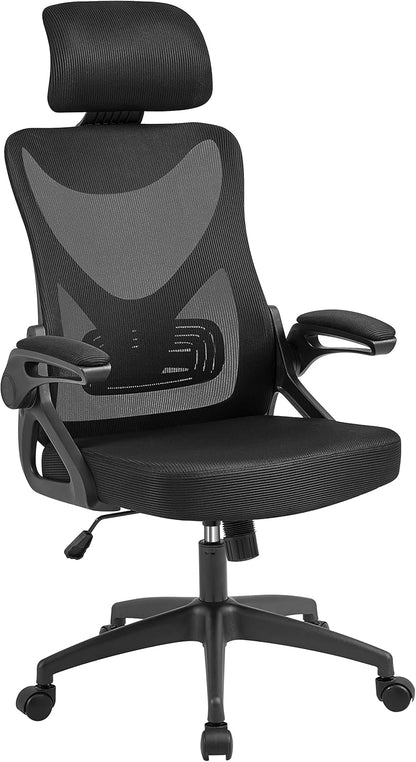 Ergonomic High Back Office Chair with Lumbar Support & Flip-up Arms for Home