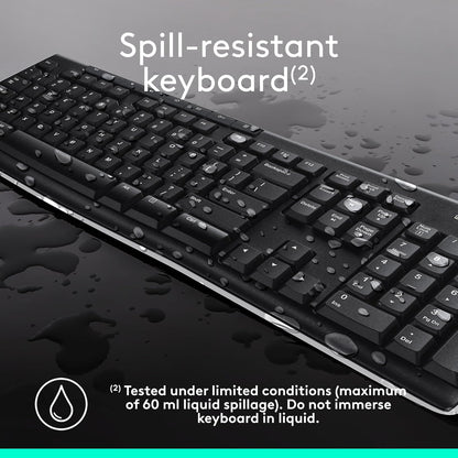 Logitech MK270 Wireless Keyboard & Mouse Combo – 2.4GHz, Multimedia Keys, UK Layout