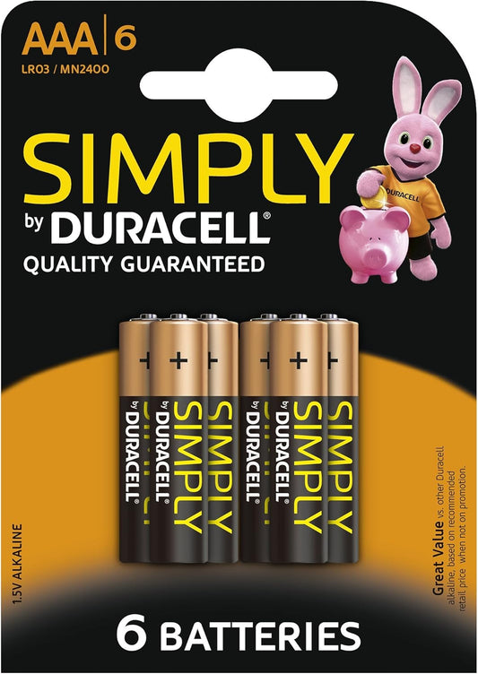 Duracell Simply Alkaline AAA Batteries - Pack of 6