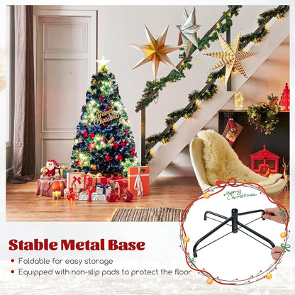 GYMAX 4FT/5FT Fiber Optic Christmas Tree, Pre-lit Artificial Xmas Tree with 18/24 Shape-Adjustable Light Strips, Top Star, 130/170 Branch Tips, Xmas Decor for Home Office Party (120CM)