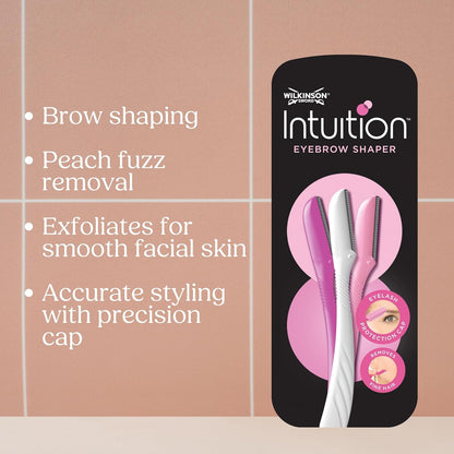 WILKINSON SWORD Intuition Eyebrow Shaper & Facial Hair Remover | 3 Disposable Razors