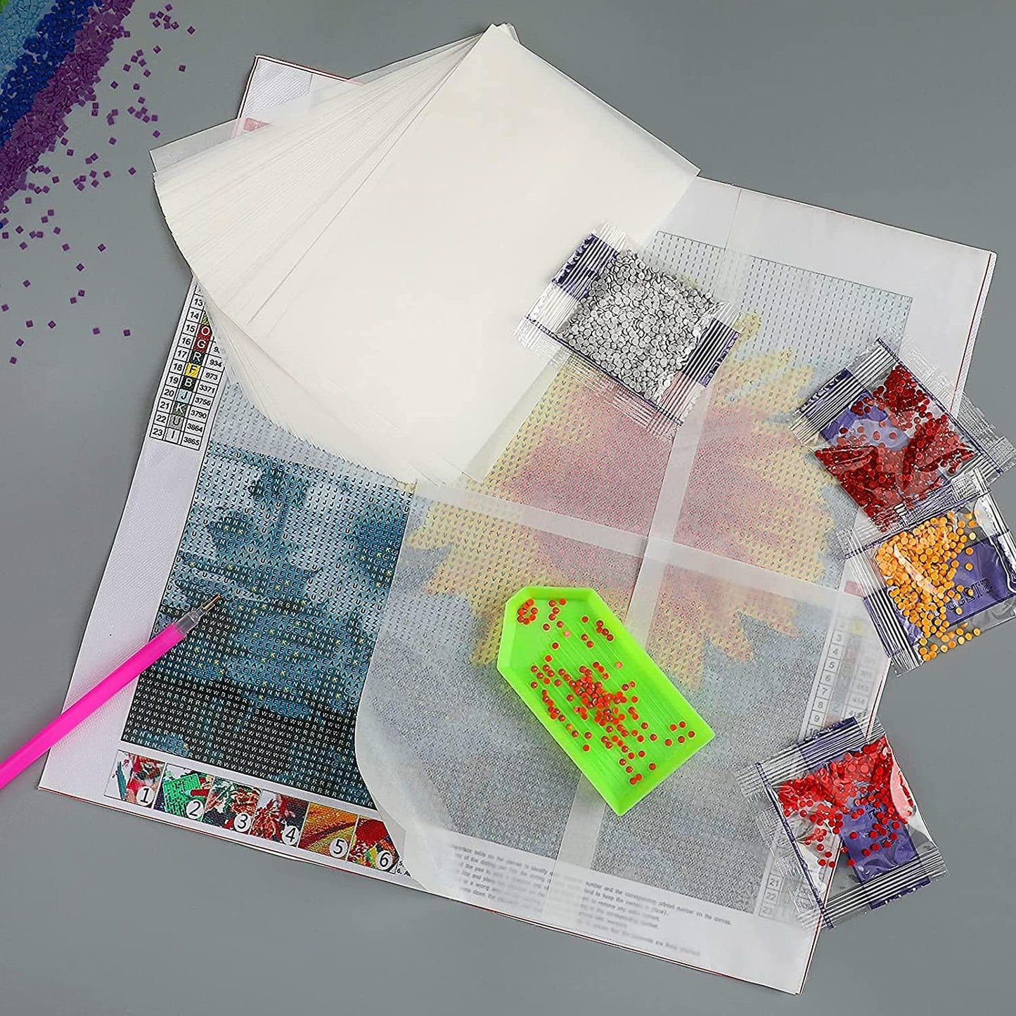 300 Pieces Diamond Painting Release Paper 15 x 15 cm and 15 x 10 cm Double-Sided Non-Stick Cover Replacement 5D Diamond Painting Accessories Tool for Adult Kids
