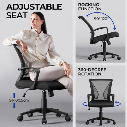 Ergonomic Mesh Office Chair with Lumbar Support & Armrests – Adjustable Swivel