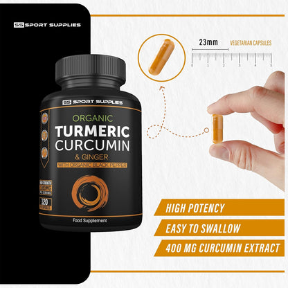 Organic Turmeric Capsules 1380mg with Ginger & Black Pepper – High Strength Curcumin