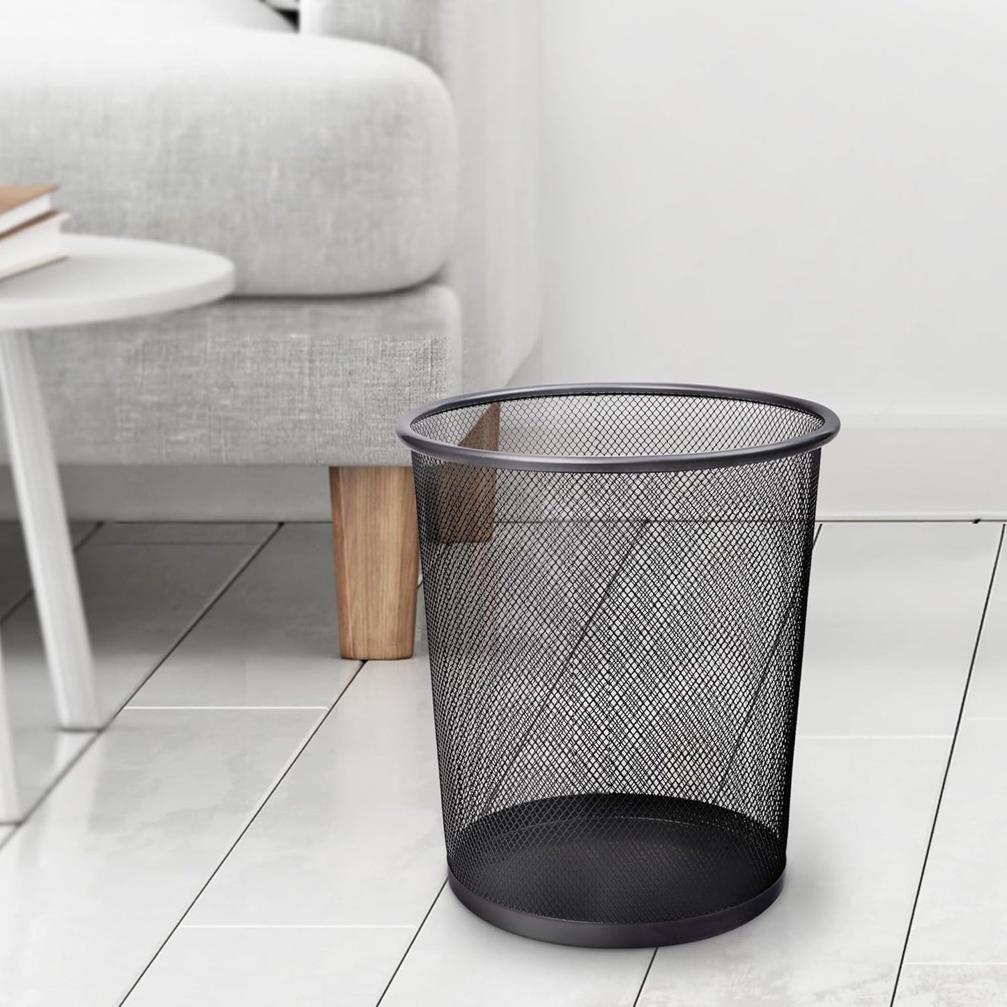 KEPLIN Black Mesh Trash Can – Stylish Metal Bin for Home, Office & Bathroom