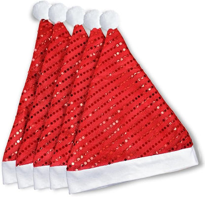 10PCS Santa Hats Christmas Hat for Adults, Unisex, Red, Classic Santa Outfit for New Year Festive Party Supply