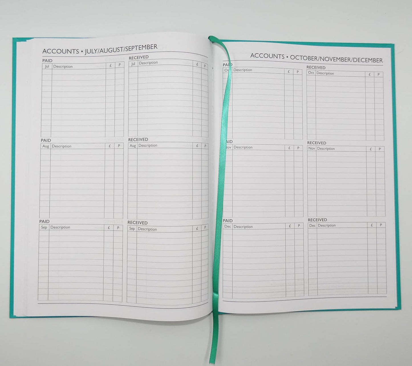 2026 A4 Week to View Diary Colour Fashion A4 2026 WTV Year Planner Desk Diary Ribbon Marker, Turquoise