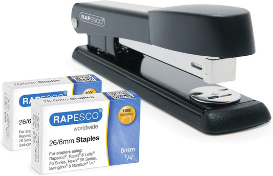 Rapesco Marlin Antibacterial Stapler – 25 Sheet, 2000 Staples Included – Black
