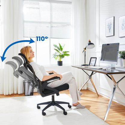 Ergonomic High Back Office Chair with Lumbar Support & Flip-up Arms for Home