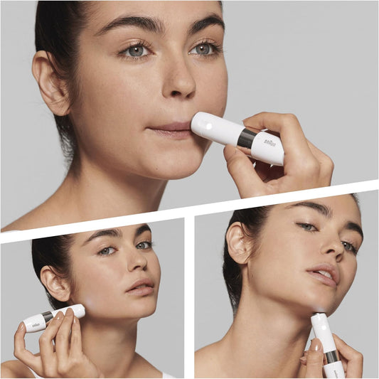 Braun Mini Facial Hair Remover for Women – Portable, Painless, Smart Light, White