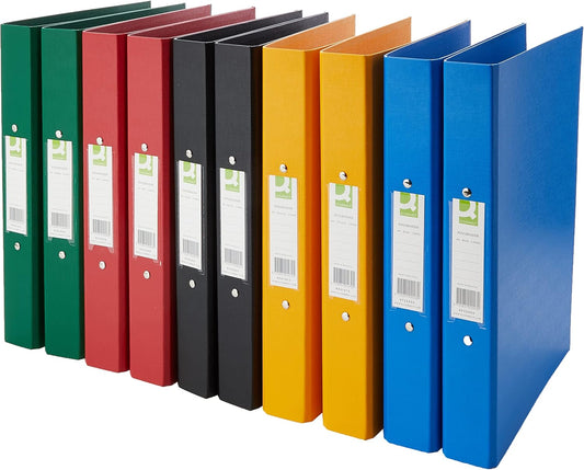 Q-Connect A4 2 Ring Binder 25mm – Assorted Colors, Pack of 10 – Durable & Lightweight