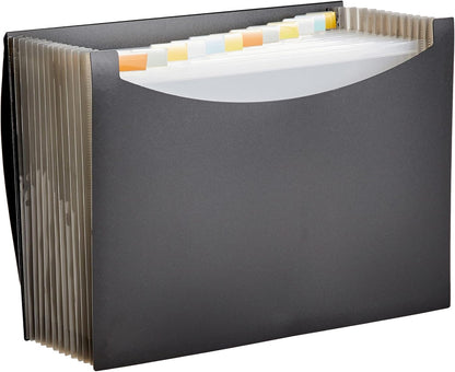 A4 Expanding File Folder – Black Document Organizer with Pockets for Office & School