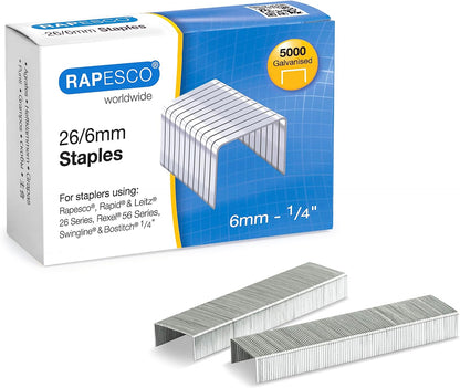 Rapesco S11662Z3 26/6mm No.56 Galvanised Staples, Box of 5000