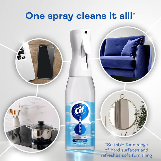 Cif Infinite Clean Sensitive Lotus & Mineral Salt All in One Cleaner Spray with probiotics technology for a long-lasting clean* 590 ml