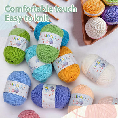 LIHAO 12 x 50g Acrylic Yarn for Knitting, Crochet Yarn Set for Crafts Multicolor Yarn Skeins, Ideal for Beginners Adults Kids Crafts