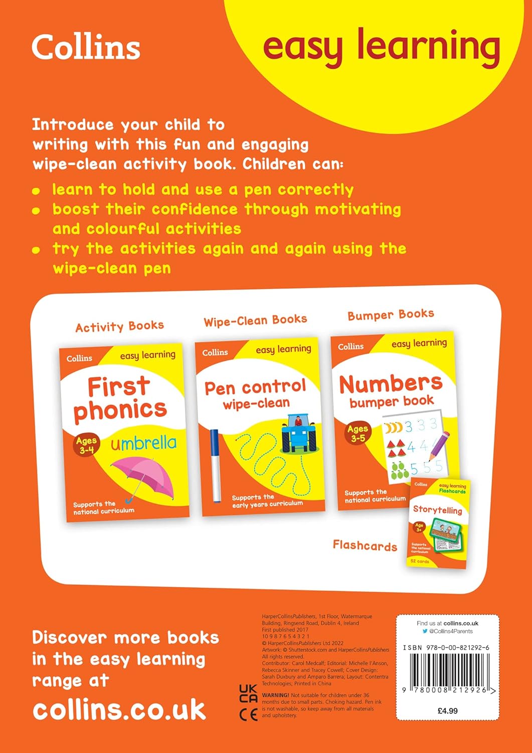 Lower Case Letters Age 3-5 Wipe Clean Activity Book: The ideal home learning resource packed with letter writing practice and early childhood education activities (Collins Easy Learning Preschool)