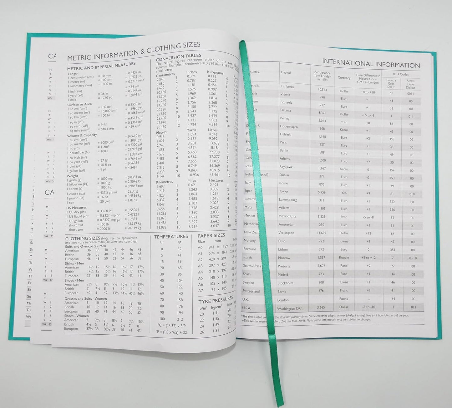 2026 A4 Week to View Diary Colour Fashion A4 2026 WTV Year Planner Desk Diary Ribbon Marker, Turquoise