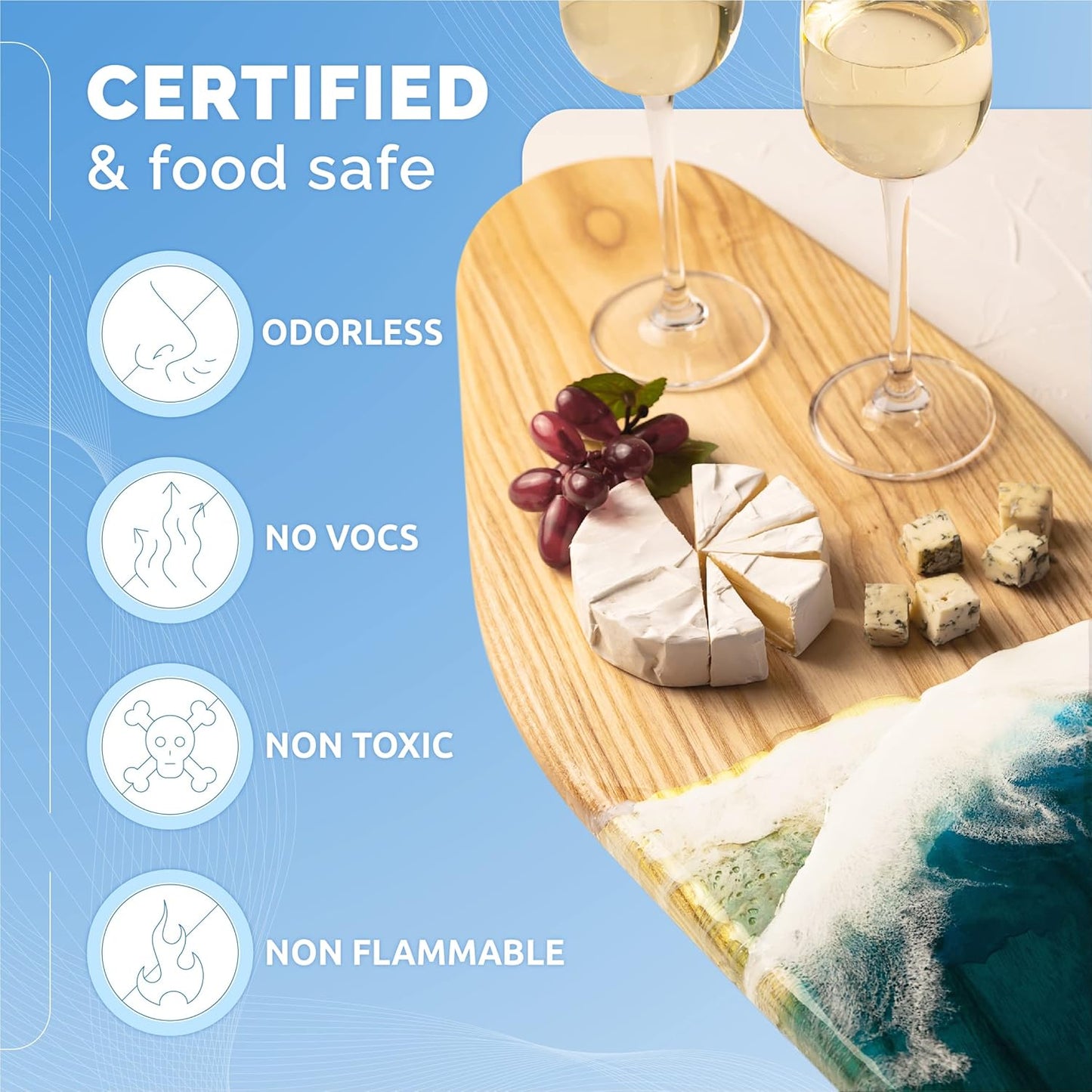 Crystal Clear Epoxy Resin Kit 1L – UV Resistant, Food Safe for Art, Wood & Crafts