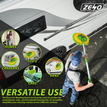 Car Cleaning Brush – Includes 2 Ultra-Soft Mop Heads & Extendable Pole (53–104cm) for Scratch-Free Effortless Shine