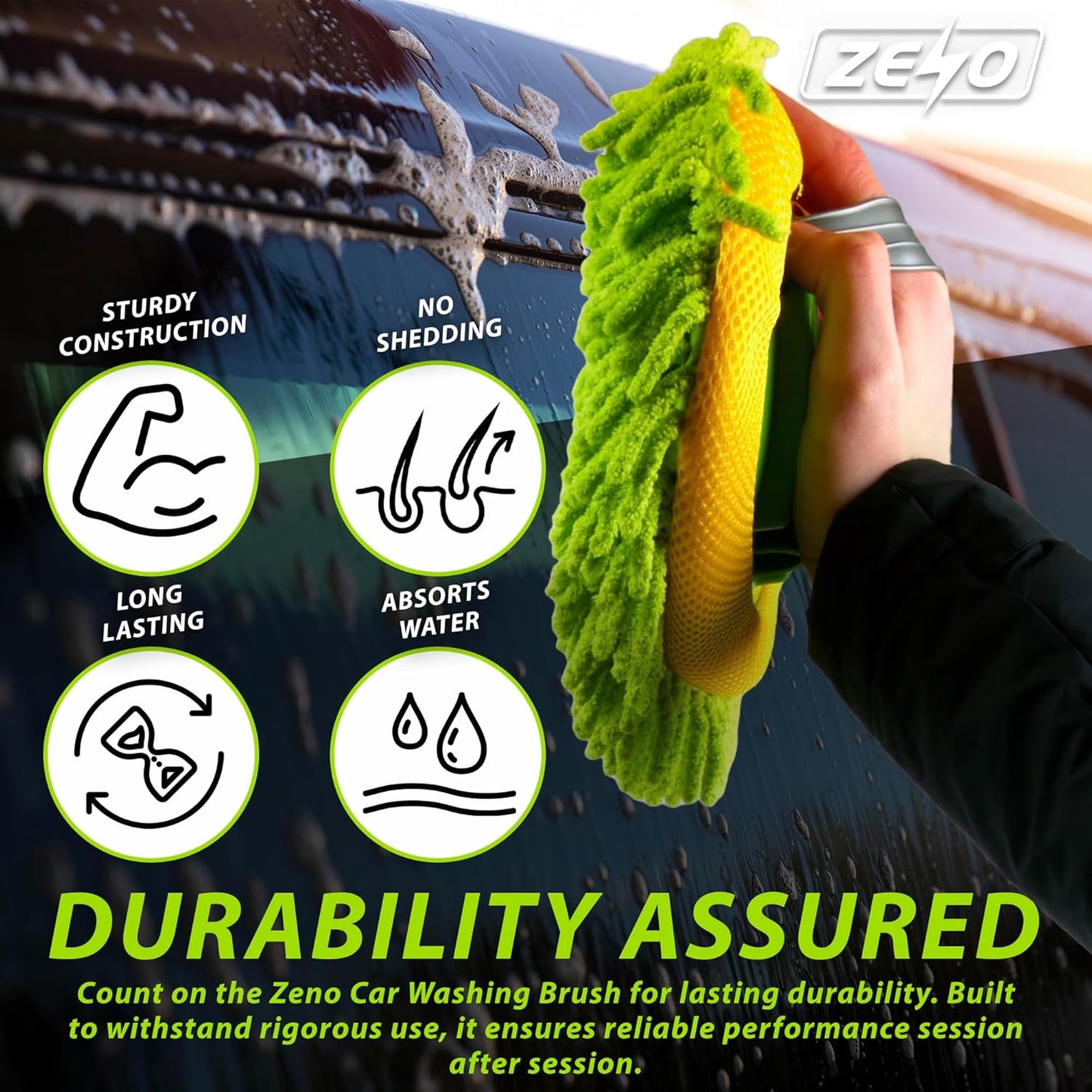 Car Cleaning Brush – Includes 2 Ultra-Soft Mop Heads & Extendable Pole (53–104cm) for Scratch-Free Effortless Shine