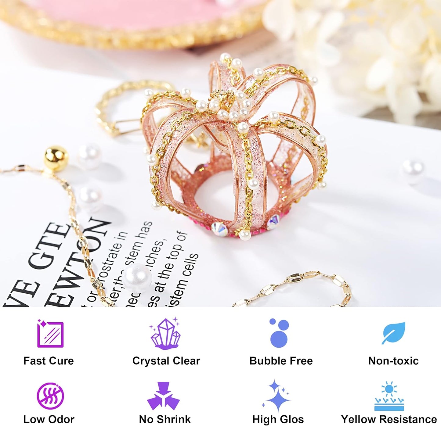 UV Resin Kit with Lamp – 153Pcs Jewelry Making Set with 250g Clear Low Odor Resin