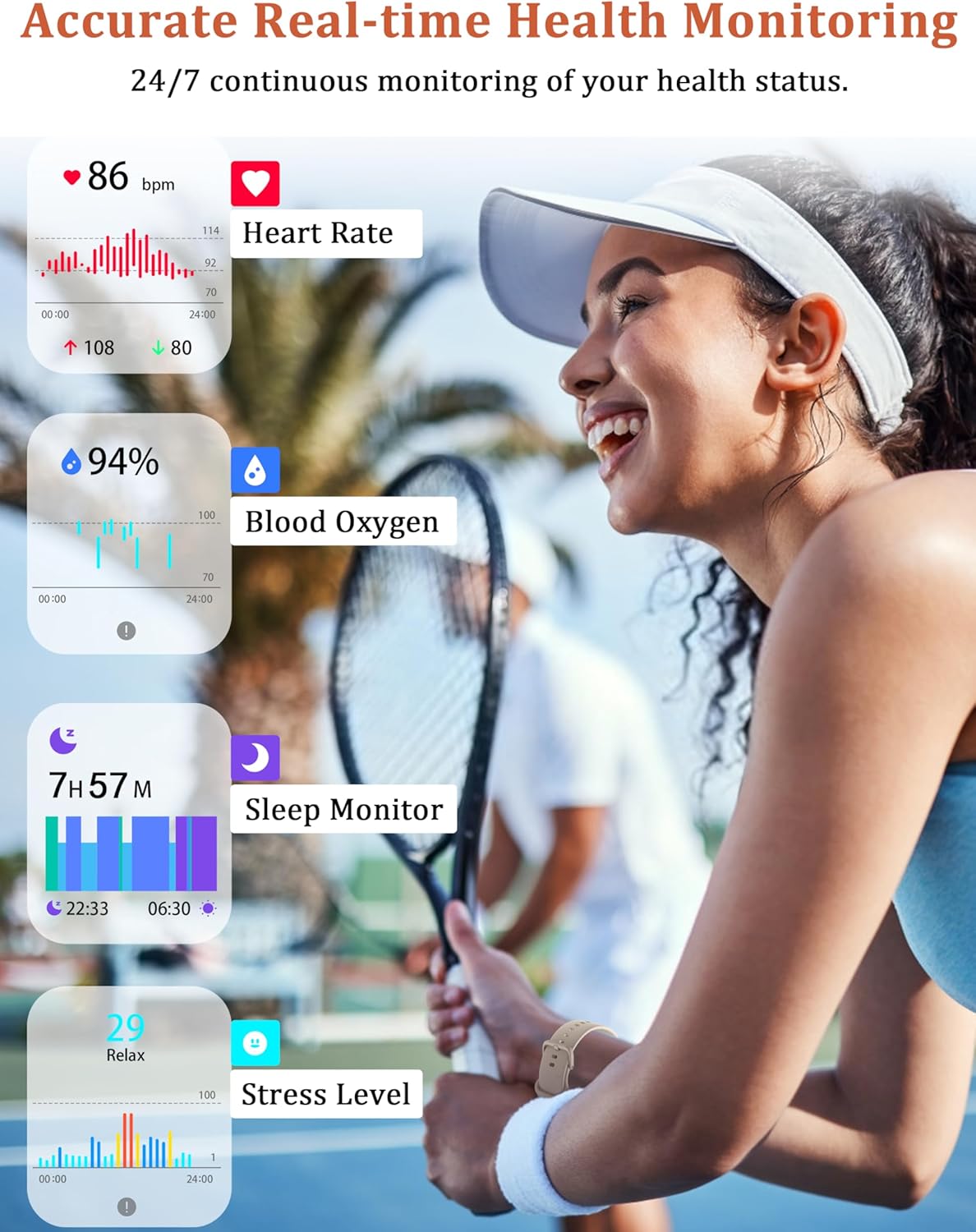 Alexa Smart Watch 1.83'' Call Answer Fitness Tracker for Android & iPhone, IP68