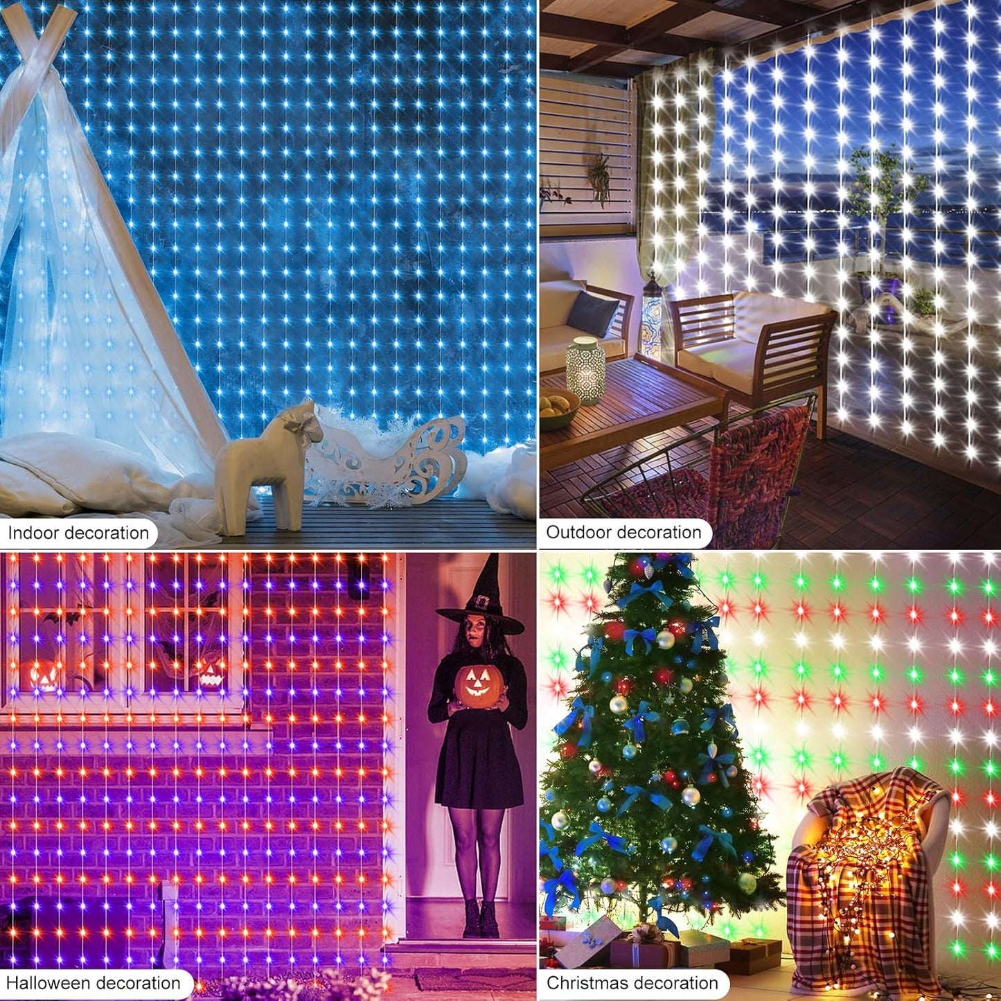 ZAIYW 144 LED Intelligent Light Curtain RGB 5050 with Integrated Chip, 2.4M x 1.8M Curtain Fairy Lights Remote Control and APP Control, Fairy Lights Curtain Indoor for Background Terrace Bedroom [Energy Class C]