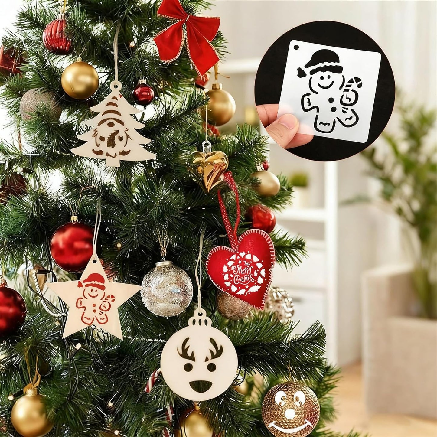 OOTSR 60pcs Christmas Stencils for Painting,3in Reusable Stencils for Crafts on Wood Wall Home Decor Santa Candy Sonwmen Craft Art Supplies