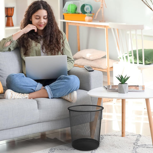 KEPLIN Black Mesh Trash Can – Stylish Metal Bin for Home, Office & Bathroom