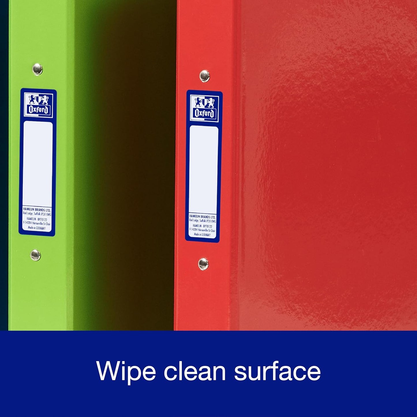 Oxford A4 Ring Binders 40mm – Pack of 3, Red Green Blue Durable Office Folders