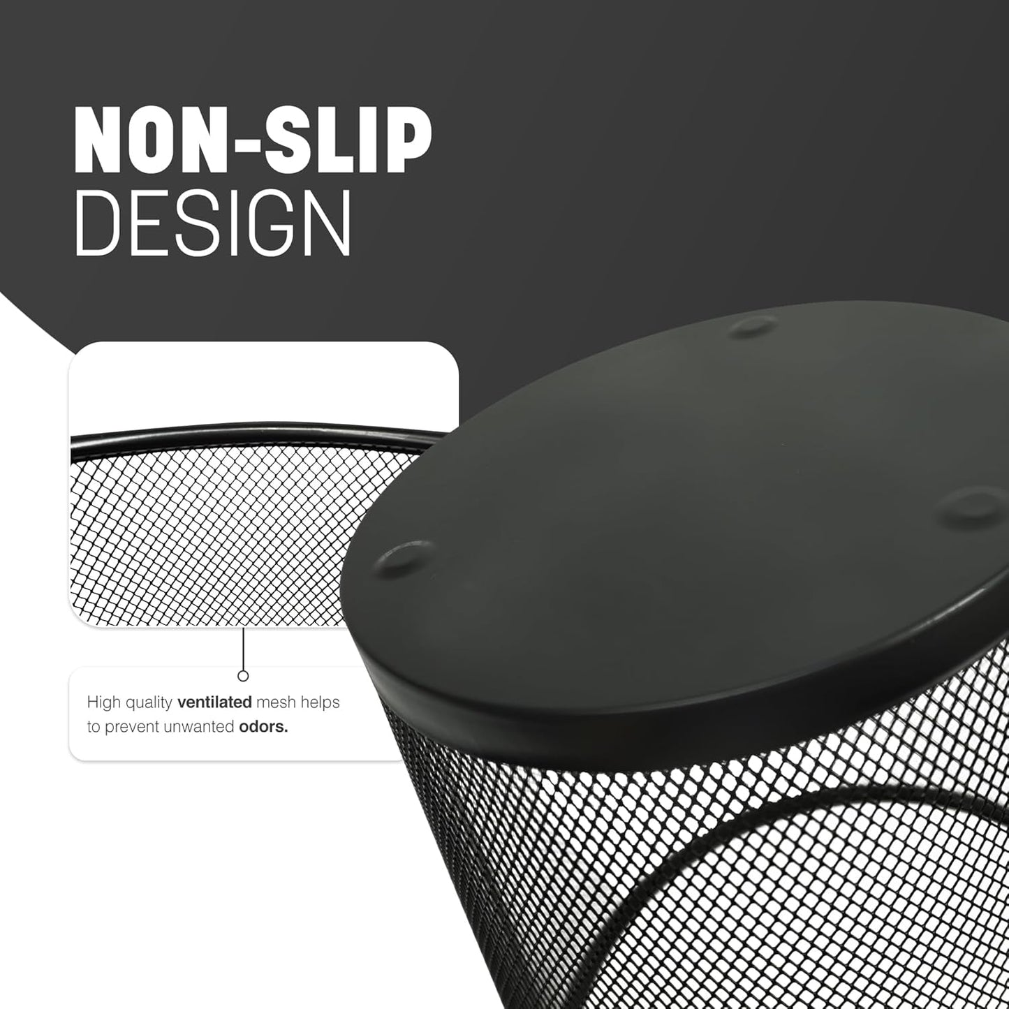 KEPLIN Black Mesh Trash Can – Stylish Metal Bin for Home, Office & Bathroom