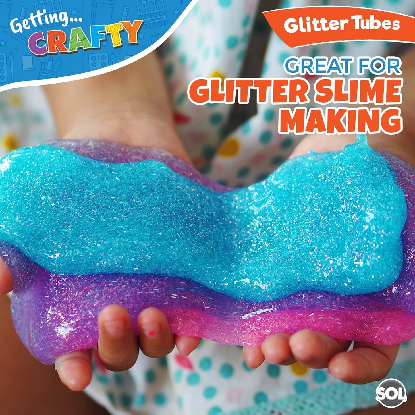 SOL 54pk Kids Glitter Tubes in 10 Assorted Vibrant Colours - Fine Glitter for Arts and Crafts, Slime, Card Making, Nail Art, and Decorations - Easy-Pour Shaker Pots for Kids and Adults