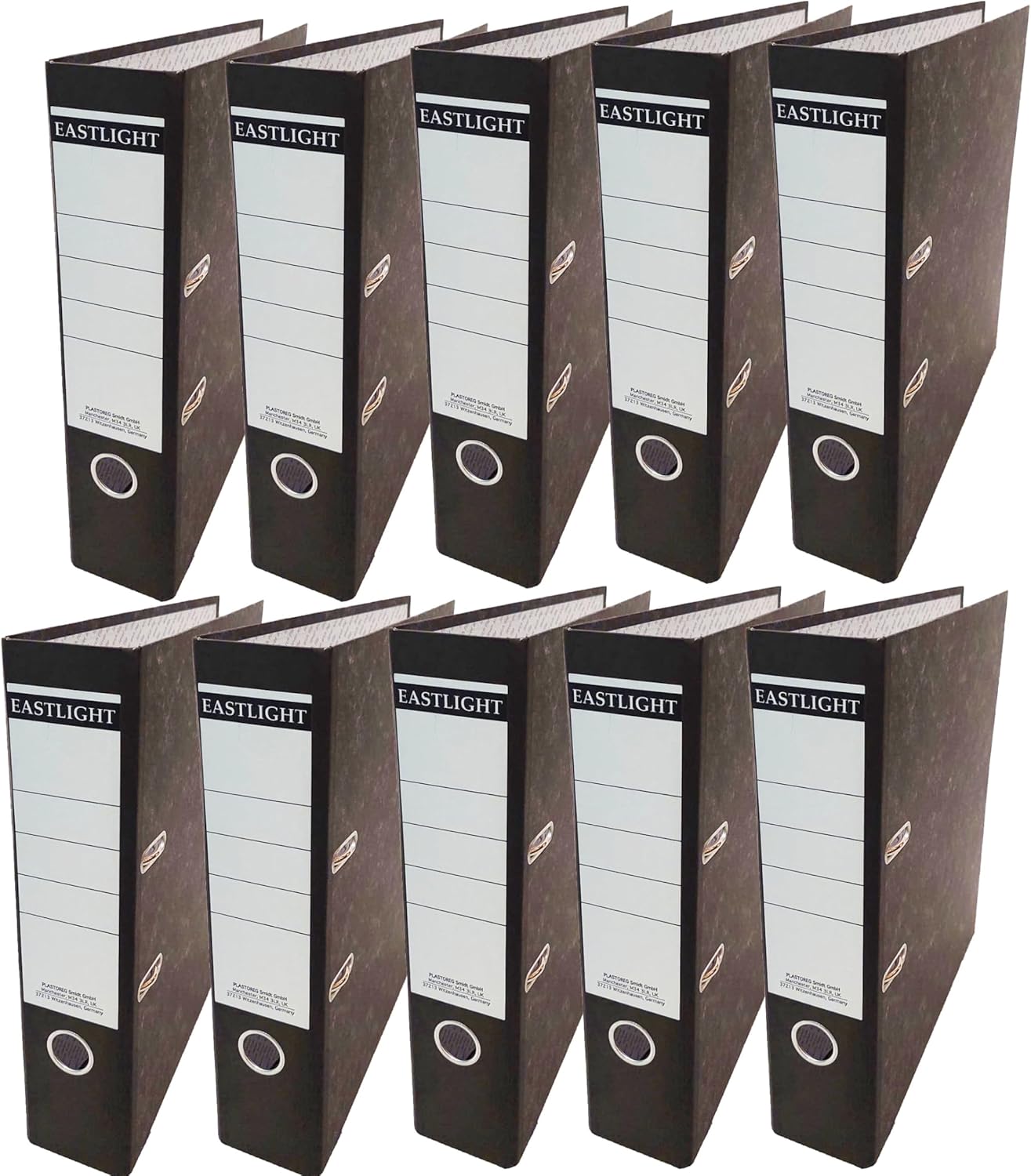 Eastlight A4 Lever Arch File Set – Black & White Office Binders, Pack of 10