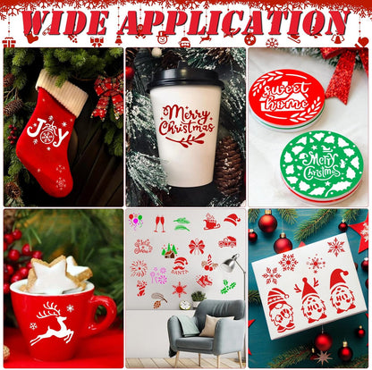 OOTSR 60pcs Christmas Stencils for Painting,3in Reusable Stencils for Crafts on Wood Wall Home Decor Santa Candy Sonwmen Craft Art Supplies