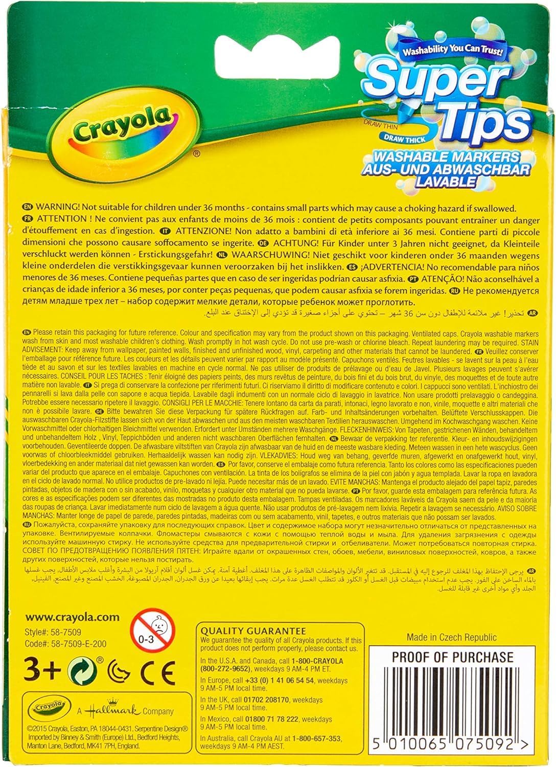 CRAYOLA SuperTips Washable Markers – Assorted Colours, Easy-Clean, Kid-Friendly Pens