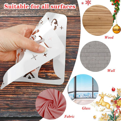HOWAF 10 Nativity Stencils,Christmas Nativity Scene Christmas Stencils for Crafts Reusable Christmas Window Stencils Christmas Nativity Set Plastic Wall Stencils for Painting Xmas Stencils for Windows